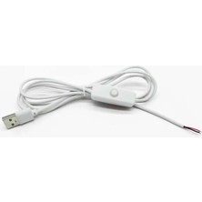 Alkatronik Anahtarlı Usb Kablo 1 Metre Beyaz 5V Besleme Usb Switch Kablo Aç Kapa Anahtar Led Lamba