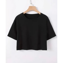 Nigrum Pardus Nıgrum Pardus Yeni Sezon Düz Renk %100 Pamuk Kız Çocuk Oversize Crop T-Shirt