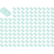 LEGO Yedek Parçalar: Plate 1X2: 100 Adet 1x2 Plate Parts Plaka Parçası Su Mavisi - Light Aqua 3023
