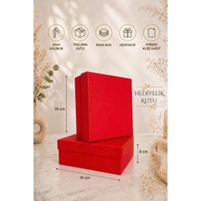 Kolix Kırmızı Düz Hediye Kutusu 2'li Sert Hediyelik Kutu Hediye Paketi 19X19X8 cm