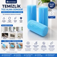 Deyhome 3 Adet Temizlik Toz Alma Süngeri | Nemli Kullanımlı Yeniden Kullanılabilir Sihirli Temizlik Süngeri | Panjur, Cam, Ray Temizleyici