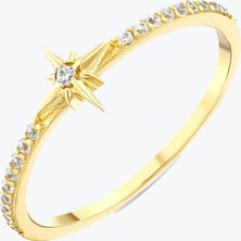 Goldium Jewellery Minimal Kutup Yıldızlı Yarım Tur Yüzük