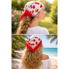 Honeybeeatelier Kare Kiraz Temalı Kumaş Bandana