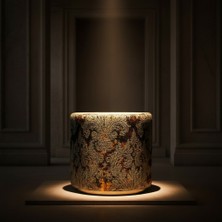 FRAMGAN Atelier Serisi Lüks Puff Metal Ayaklı Özel Dokuma Kumaş Premium Dekoratif Oturum Ürünü