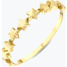 Goldium Jewellery Minimal Sıra Yıldızlı Yüzük