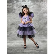 Sy Store Kuromi Temalı Lila ve Siyah Tüllü Kız Çocuk Elbisesi