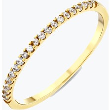 Goldium Jewellery Minimal Minimal Yarım Tur Taşlı Yüzük