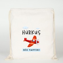 Dekim Moda "hürkuş Biz Yaptık" Baskılı Ham Bez Sırt Çantası %100 Pamuk