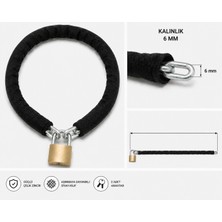 Vi Caro 6 mm Zincir Kilit 1.20 Metre Siyah Kılıflı Bisiklet Motosiklet Güvenlik Kilidi
