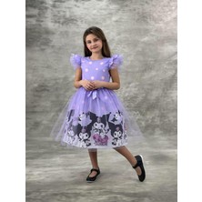 Sy Store Kuromi Desenli Pembe Tüllü Elbise