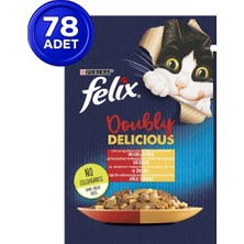 Felix Çifte Lezzet Sığır Etli ve Tavuklu Yaş Kedi Maması 85 gr x 78 Adet