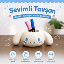 Luvena Sevimli Tavşan Kalemlik Masaüstü Organizer Kalem Tutucu Dekoratif Kırtasiye Düzenleyici