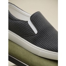 Atk Giyim Erkek Fitilli Kadife Dokulu Slip-On Ayakkabı - Rahat Taban Casual Loafer 3renk  Kahverengi  Siyah  Gri Snekars Taban