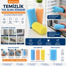Deyhome 3 Adet Temizlik Toz Alma Süngeri | Nemli Kullanımlı Yeniden Kullanılabilir Sihirli Temizlik Süngeri | Panjur, Cam, Ray Temizleyici