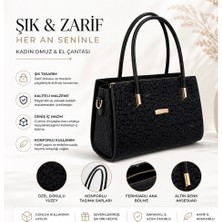 Pololiza Kadın / Anne / Dokulu / El ve Omuz Çantası / Şık Günlük Çanta / Ithal Deri / Uzun Askılı