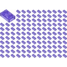 LEGO Yedek Parçalar: Plate 1x2: 100 Adet 1x2 Plate Parts Plaka Parçası Şeffaf Mor - Trans Purple 3023