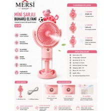 Mersi Shop Mini Şarjlı Buharlı El Fanı 3 Kademeli Su Hazneli USB Taşınabilir Vantilatör 22 cm