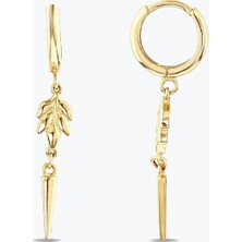 Goldium Jewellery Yoncalı Düz Çubuklu Halka Küpe
