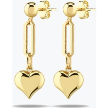 Goldium Jewellery Altın Kalp Figür Tasarım Küpe