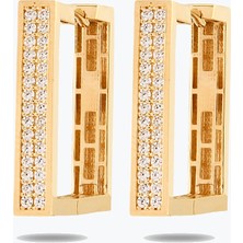 Goldium Jewellery Altın Taş Detay Kare Küpe