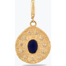 Goldium Jewellery Lacivert Asimertik Madalyon Charm