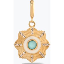 Goldium Jewellery Mavi Çiçek Madalyon Charm