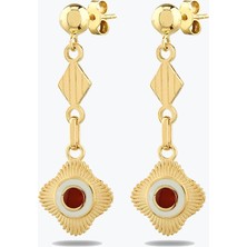 Goldium Jewellery Kırmızı Etnik Madalyon Küpe