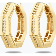 Goldium Jewellery Altın Taşlı Geo Küpe