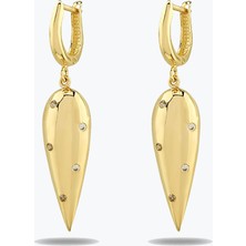 Goldium Jewellery Taşlı Sivri Küpe