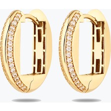 Goldium Jewellery Altın Taş Detay Boyut Küpe