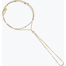 Goldium Jewellery Minimal Taşlı Yoncalı Aynalı Zincir Tek Tur Şahmeran