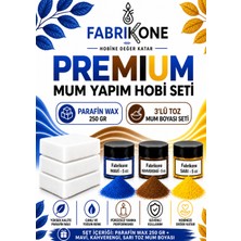 Fabrikone Premium Mum Yapım Hobi Seti - Parafin Wax 250 gr - 3'lü Toz Mum Boyası Seti - Mavi, Kahverengi, Sarı BKFABPW2503MKHSR