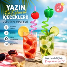 A&B 2’li Spiral Eğlenceli Pipet Seti (Meyve Tasarımlı)