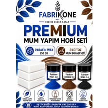Fabrikone Premium Mum Yapım Hobi Seti - Parafin Wax 250 gr - 3'lü Toz Mum Boyası Seti - Mavi, Kahverengi, Siyah BKFABPW2503MKHS