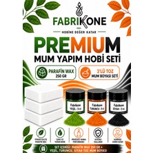 Fabrikone Premium Mum Yapım Hobi Seti - Parafin Wax 250 gr - 3'lü Toz Mum Boyası Seti - Yeşil, Turuncu, Siyah BKFABPW2503YTS