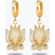 Goldium Jewellery Mavi Lotus Küpe