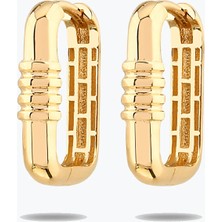 Goldium Jewellery Altın Minimal Detay Dikdörtgen Küpe