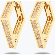 Goldium Jewellery Taşlı Baklava Küpe