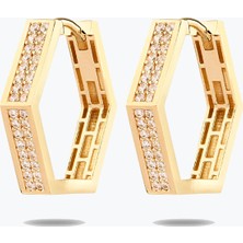 Goldium Jewellery Taş Detay Altigen Küpe