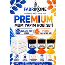 Fabrikone Premium Mum Yapım Hobi Seti - Parafin Wax 250 gr - 3'lü Toz Mum Boyası Seti - Mavi, Turuncu, Sarı BKFABPW2503MTSR