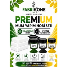 Fabrikone Premium Mum Yapım Hobi Seti - Parafin Wax 250 gr - 3'lü Toz Mum Boyası Seti - Yeşil, Siyah, Sarı BKFABPW2503YSSR