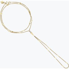 Goldium Jewellery Kare Taşlı Uzun Üçgenli Aynalı Zincir Tek Tur Şahmeran
