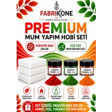 Fabrikone Premium Mum Yapım Hobi Seti - Parafin Wax 250 gr - 3'lü Toz Mum Boyası Seti - Kırmızı, Yeşil, Turuncu BKFABPW2503KYT