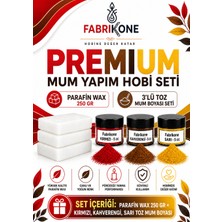 Fabrikone Premium Mum Yapım Hobi Seti - Parafin Wax 250 gr - 3'lü Toz Mum Boyası Seti - Kırmızı, Kahverengi, Sarı BKFABPW2503KKHSR