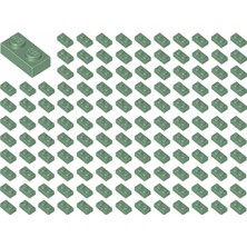 LEGO Yedek Parçalar: Plate 1X2: 100 Adet 1x2 Plate Parts Plaka Parçası Kum Yeşili - Sand Green 3023