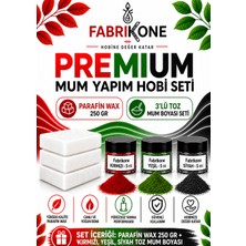 Fabrikone Premium Mum Yapım Hobi Seti - Parafin Wax 250 gr - 3'lü Toz Mum Boyası Seti - Kırmızı, Yeşil, Siyah BKFABPW2503KYS