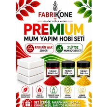 Fabrikone Premium Mum Yapım Hobi Seti - Parafin Wax 250 gr - 3'lü Toz Mum Boyası Seti - Kırmızı, Yeşil, Sarı BKFABPW2503KYSR