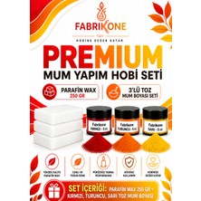 Fabrikone Premium Mum Yapım Hobi Seti - Parafin Wax 250 gr - 3'lü Toz Mum Boyası Seti - Kırmızı, Turuncu, Sarı BKFABPW2503KTSR
