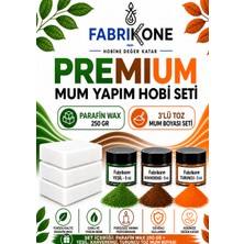Fabrikone Premium Mum Yapım Hobi Seti - Parafin Wax 250 gr - 3'lü Toz Mum Boyası Seti - Yeşil, Kahverengi, Turuncu BKFABPW2503YKHT