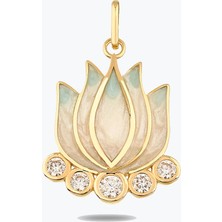 Goldium Jewellery Mavi Lotus Kolye Charm